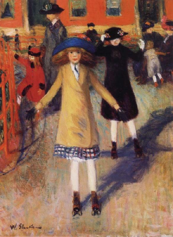 William Glackens Children Roller Skating oil painting image